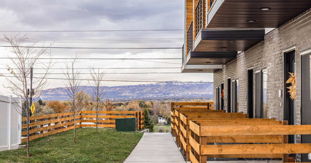 Modern scenic view townhomes for rent in Cottonwood Heights Utah with mountain views and private outdoor space near Big Cottonwood Canyon