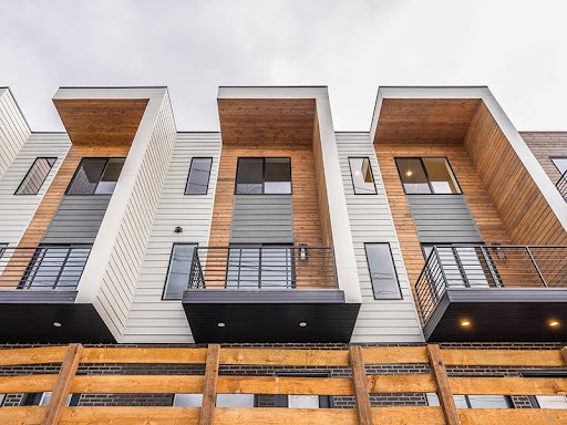 Modern exterior of 23 Views Townhomes in Cottonwood Heights with private balconies and contemporary finishes